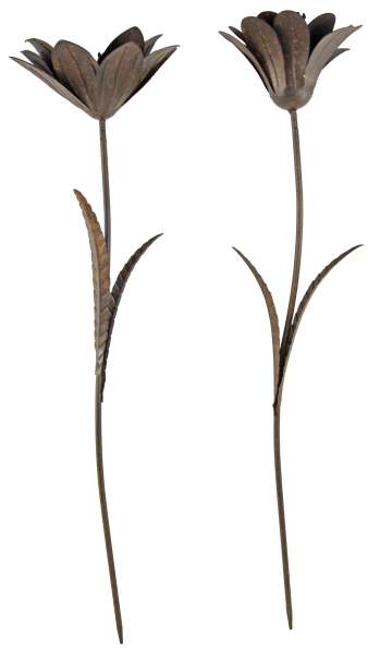 Wunderschönes 2er Set Gartenstecker Blume braun